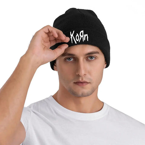 Korn Band Logo Knit Hat Beanies Autumn Winter Hats Warm Color Nu Metal Cap for Men Women - Kool Cat Records T Shirts N More