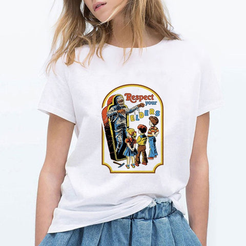 Respect Your ELDERS Vintage Female T-Shirt - Kool Cat Records T Shirts N More