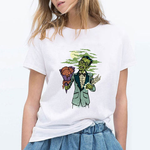 Zombie With Flower Ding Dong Vintage Female T-Shirt - Kool Cat Records T Shirts N More