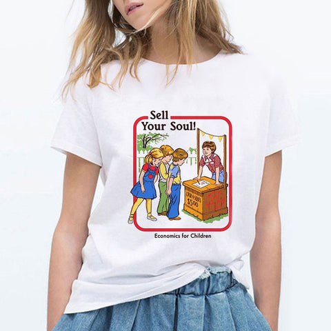 Sell Your Soul! Economics for Children Vintage Female T-Shirt - Kool Cat Records T Shirts N More