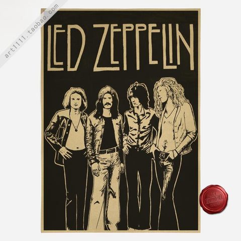 LED ZEPPELIN Vintage Style Poster Wall Bar Art Decoration Painting core 42X30CM - Kool Cat Records T Shirts N More