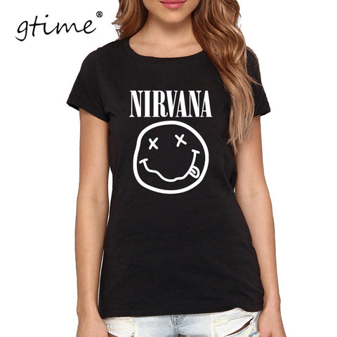 Women's T-Shirts Punk Rock NIRVANA Cotton - Kool Cat Records T Shirts N More